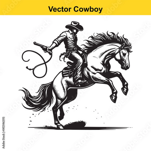 Obraz A cowboy baking horse	