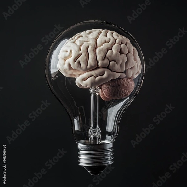 Obraz Human Brain Inside a Light Bulb Representing Creativity and Innovative Thinking