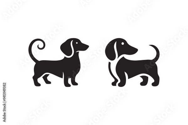 Obraz simple Dachshund dog silhouette icon vector isolated in white background	