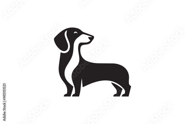Obraz simple Dachshund dog silhouette icon vector isolated in white background	