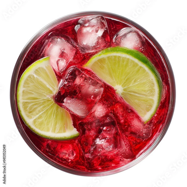 Obraz Vodka Cranberry cocktail with lime and ice top view