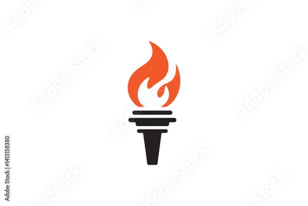 Fototapeta simple Torch and flame silhouette icon vector isolated in white background	