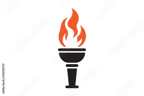 Obraz simple Torch and flame silhouette icon vector isolated in white background	