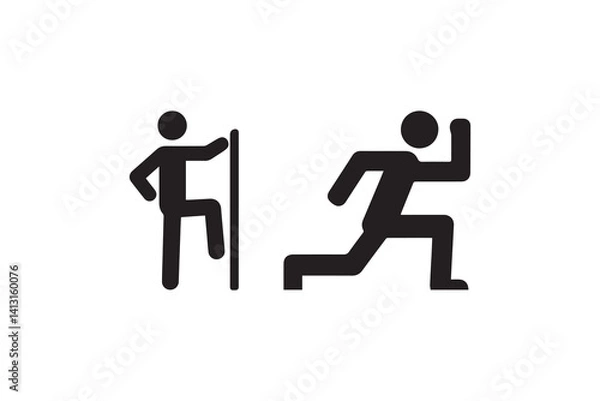 Obraz simple A man pushing up silhouette icon vector isolated in white background	