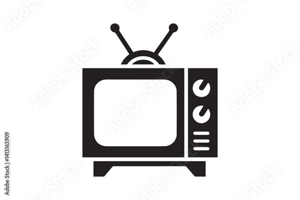 Obraz simple Retro old television silhouette icon vector isolated in white background	