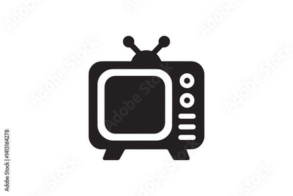 Obraz simple Retro old television silhouette icon vector isolated in white background	