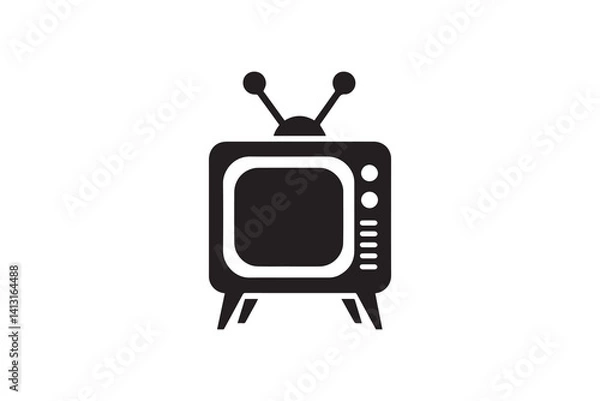 Obraz simple Retro old television silhouette icon vector isolated in white background	