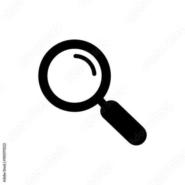 Fototapeta Magnifying Glass Search Icon Rounded Handle Black Filled