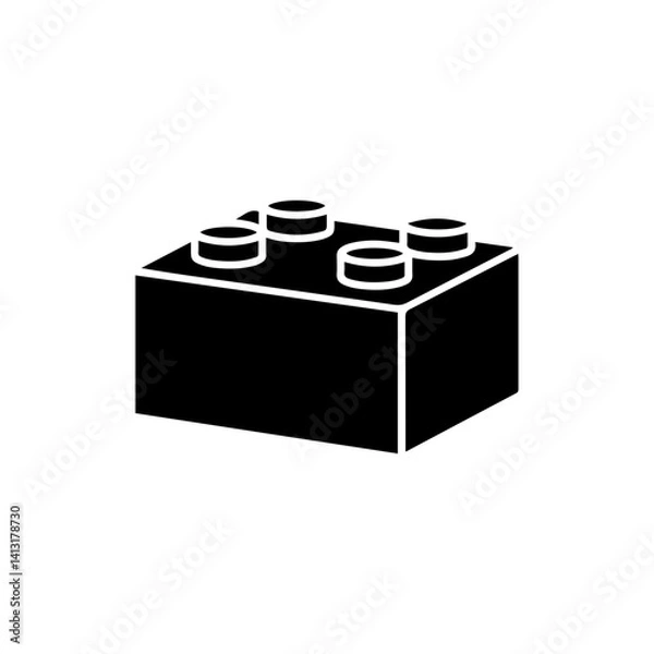 Fototapeta 1990s Block Toy Black Filled Icon Simple Design