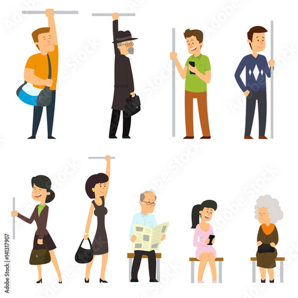 Obraz people go to the subway.