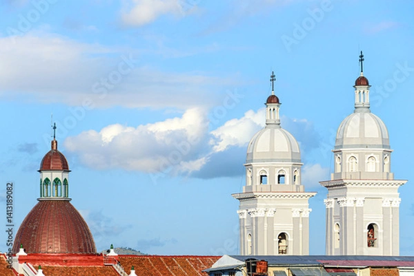 Obraz Steeple of the colonial architecture in the cathedral building, Santiago de Cuba, Cuba