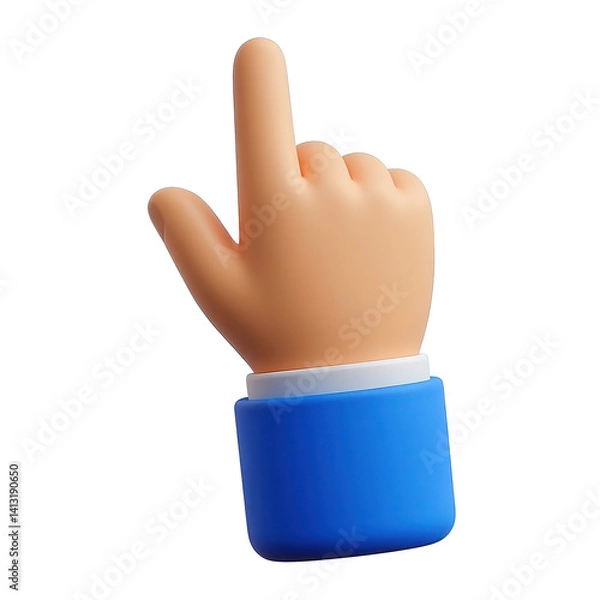 Fototapeta Hand pointing finger click cursor 3d render illustration