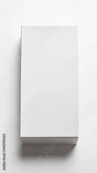Fototapeta Minimalist white rectangular box against a smooth white background.