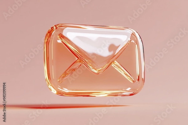 Fototapeta Digital transparent mail icon representing communication and messaging technology