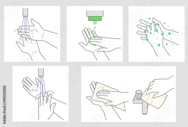 Obraz Wash hands vector instruction
