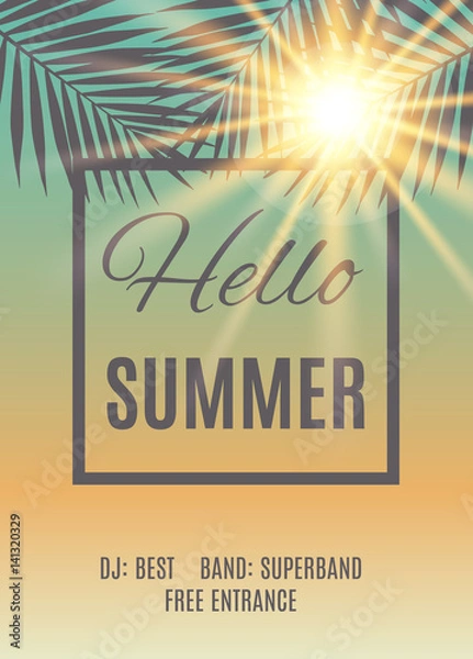 Obraz Summer party poster background. Vector illustration