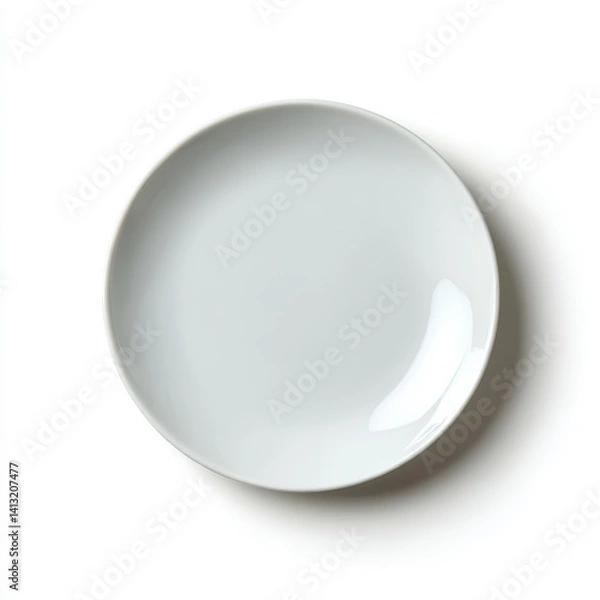Fototapeta Plain ceramic plate isolated on white background