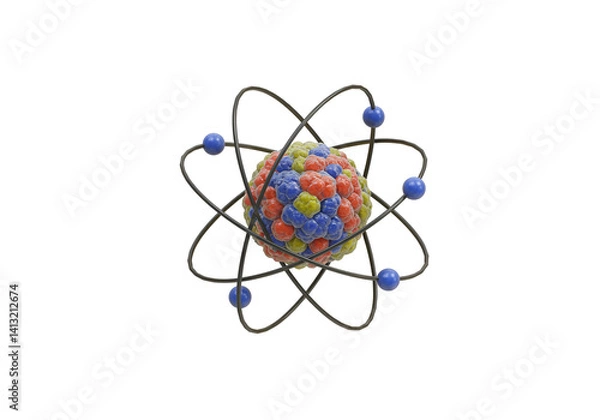 Obraz Colorful Atom Model: Science, Physics, and Atomic Structure