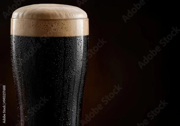 Obraz A stout beer in a pint glass with creamy tan head and chocolate notes.