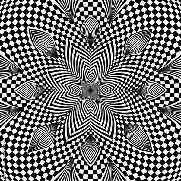 Fototapeta Intricate black and white pattern with a radial design