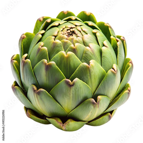 Fototapeta Close up of a green artichoke isolated on transparent background