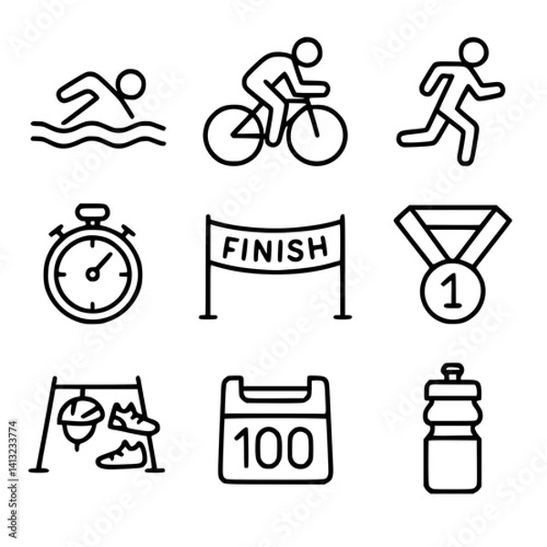 Obraz triathlon icon set