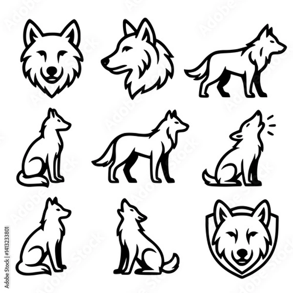 Obraz wolf icon set