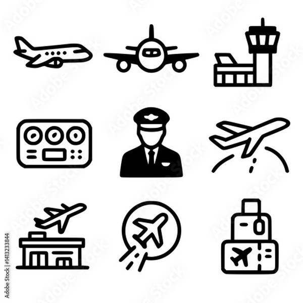 Obraz aviation icon set