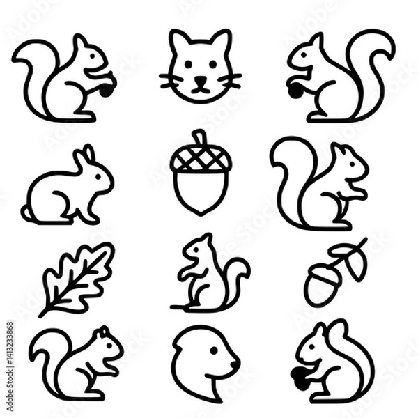 Obraz squirrel icon set