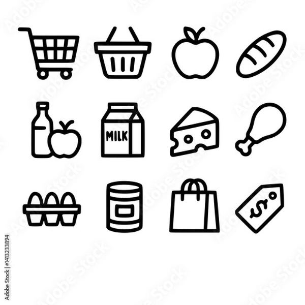 Obraz grocery store icon set