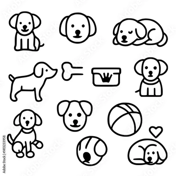 Obraz puppies icon set