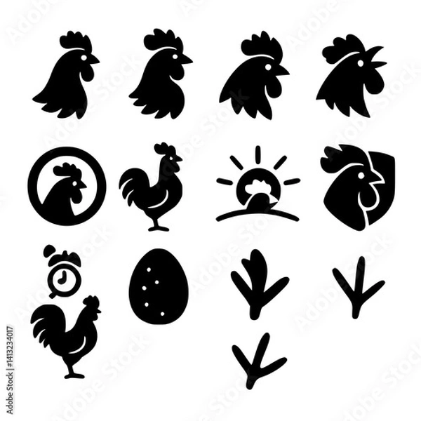 Obraz rooster icon set