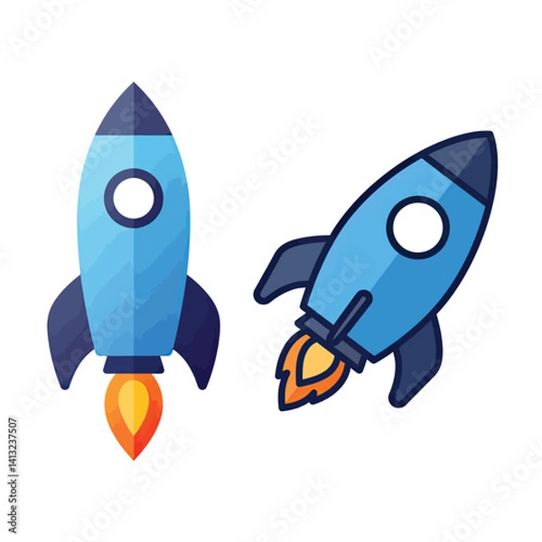 Fototapeta Launch Your Business to Success Rocket Ship Illustrations