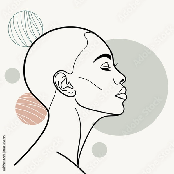 Obraz  Continuous Line Face Drawing with Abstract Elements