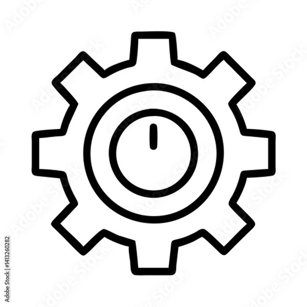 Fototapeta Gear clock icon vector illustration for time management settings and productivity concept design