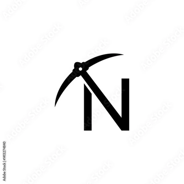 Obraz letter n initial miner tools monogram logo