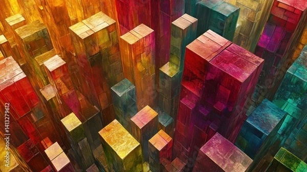 Fototapeta Vibrant Abstract Structures in Colorful Geometric Arrangement