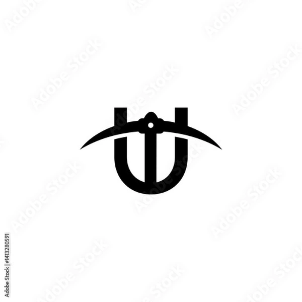 Obraz letter u initial miner tools monogram logo