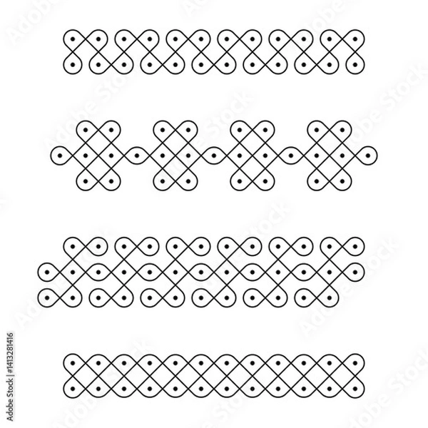 Obraz Indian Rangoli  Border Kolam Design! Celebrate the upcoming festival with this minimalist rangoli design patterns.