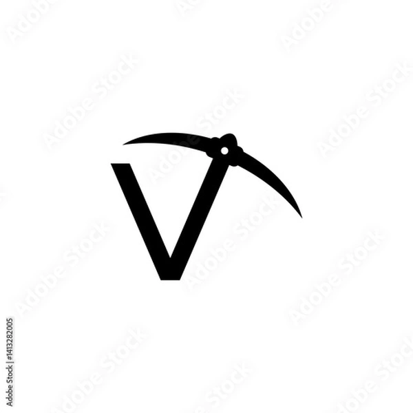 Obraz letter v initial miner tools monogram logo