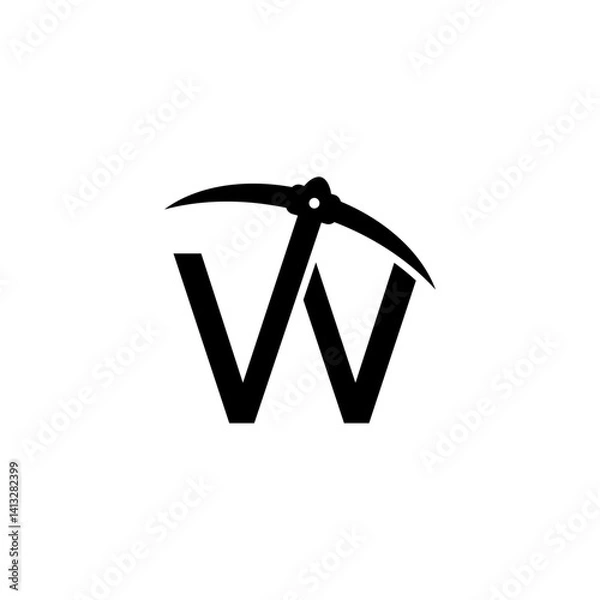 Obraz letter w initial miner tools monogram logo