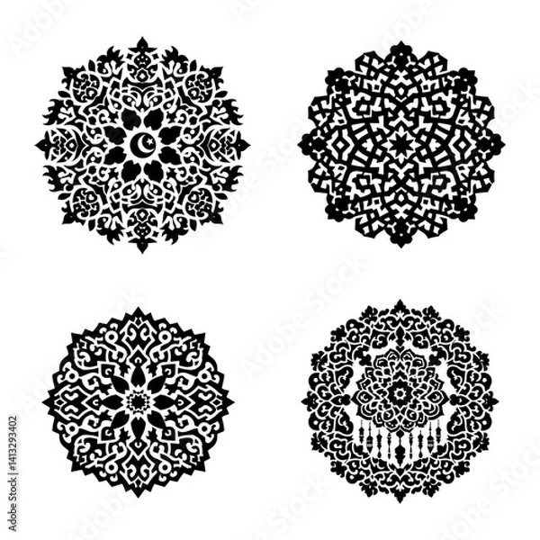 Fototapeta Each wall can feature a different mandala pattern for variety and artistic balance.