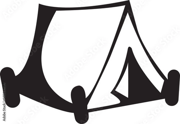 Fototapeta Tourist camping tent vector icon set on a white background, rest, food, people
