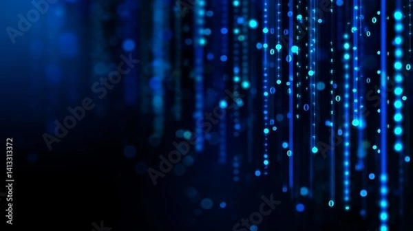 Fototapeta Digital data network connections and particles form a concept of cyberspace