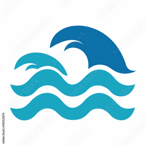 Fototapeta Abstract ocean wave illustration blue sea graphic design element vector