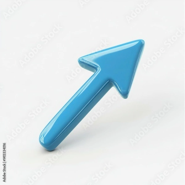 Fototapeta Blue arrow pointing upward isolated on white background