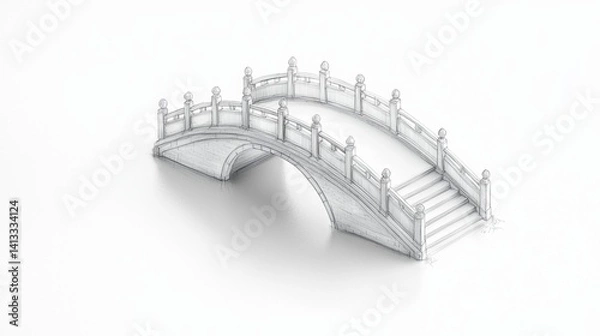 Obraz Delicate stone bridge drawing showcasing elegant design in minimalist style and creative art approach