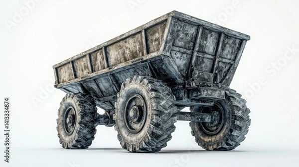 Obraz Heavy-duty dump truck on a plain background ready for construction projects