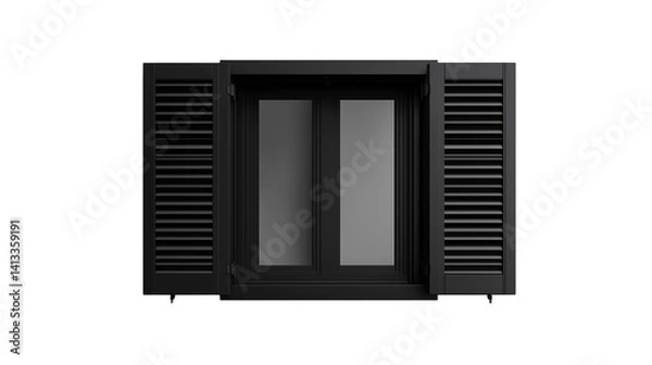 Fototapeta black window isolated on white background , transparent png 