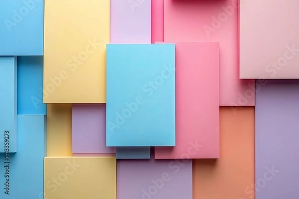 Fototapeta Abstract geometric design featuring various pastel colored rectangular blocks